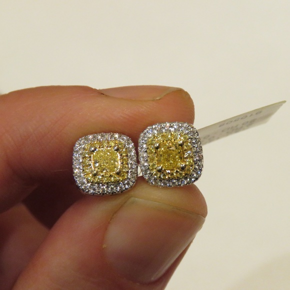Jewelry | Nwt 525 Rare Fancy Yellow Diamond Stud Earrrings | Poshmark